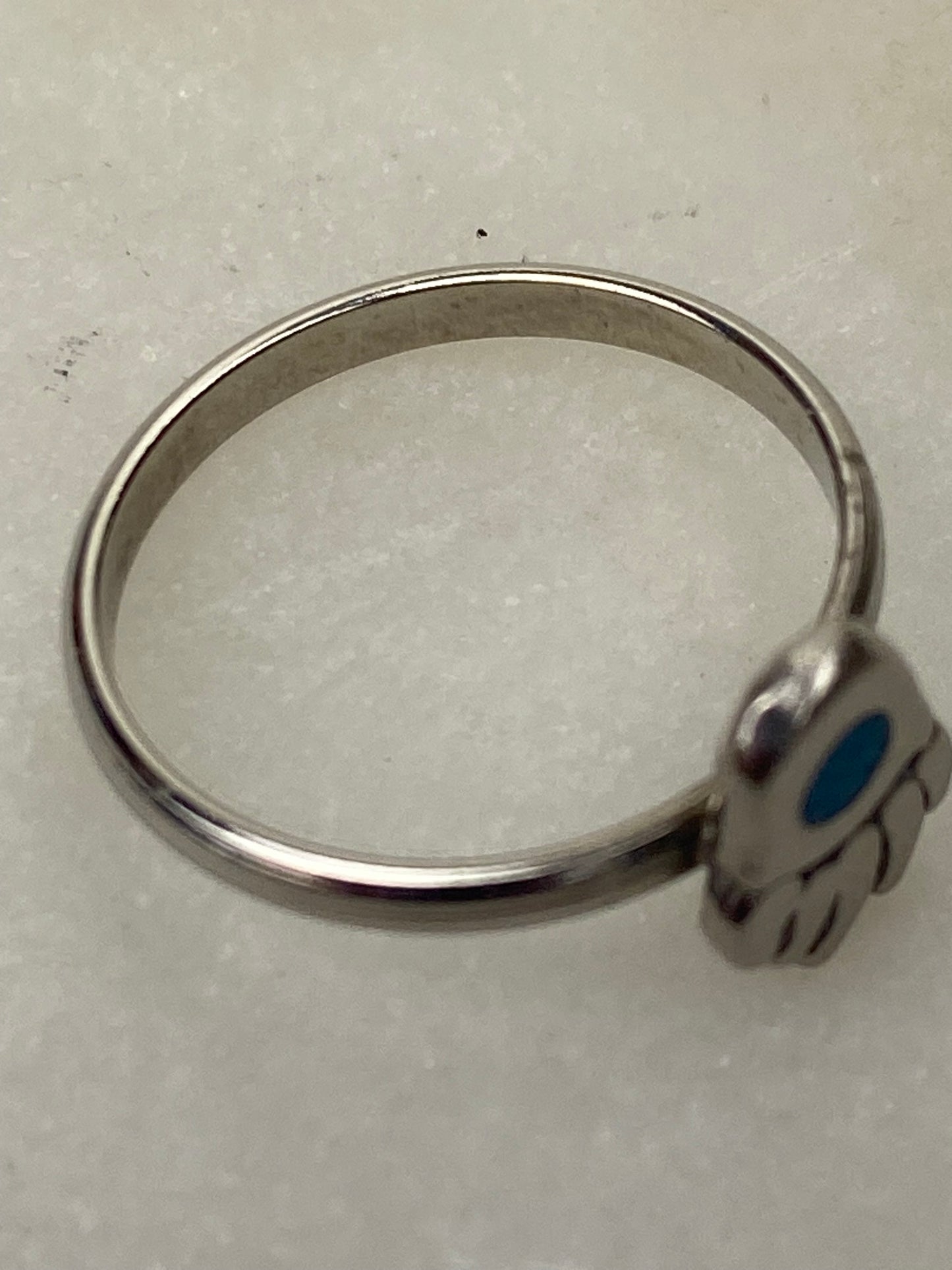 Small Metal Bear Foot Ring with Blue Stone