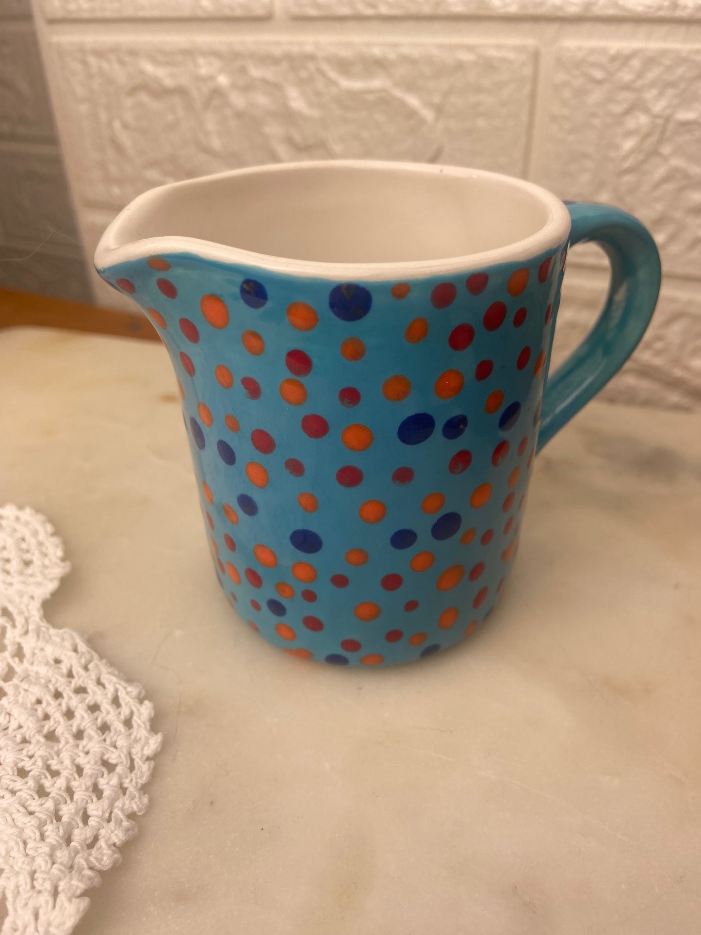 Blue Polka Dot Ceramic Creamer