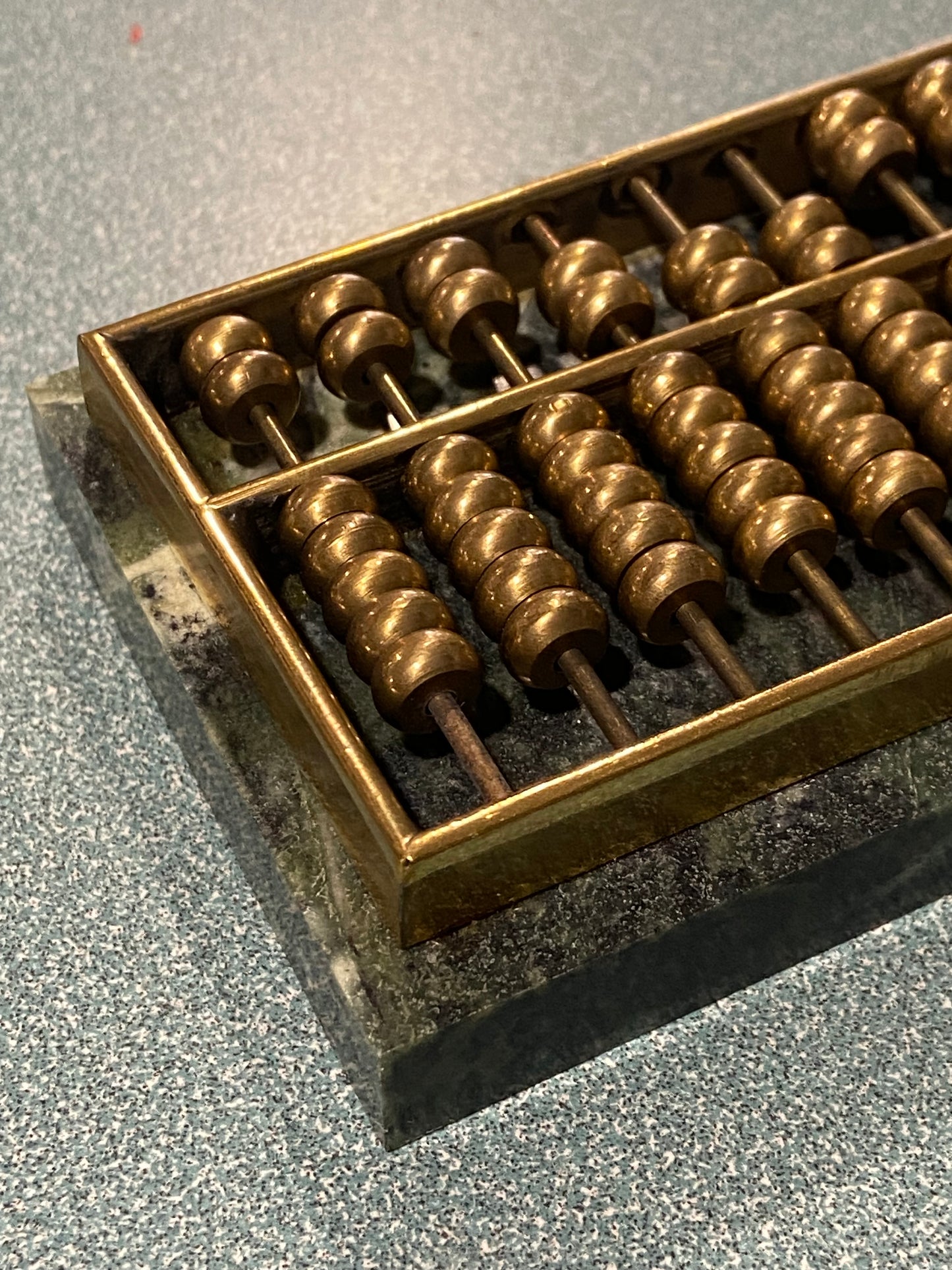 Brass and Marble Abacus Paperweight
