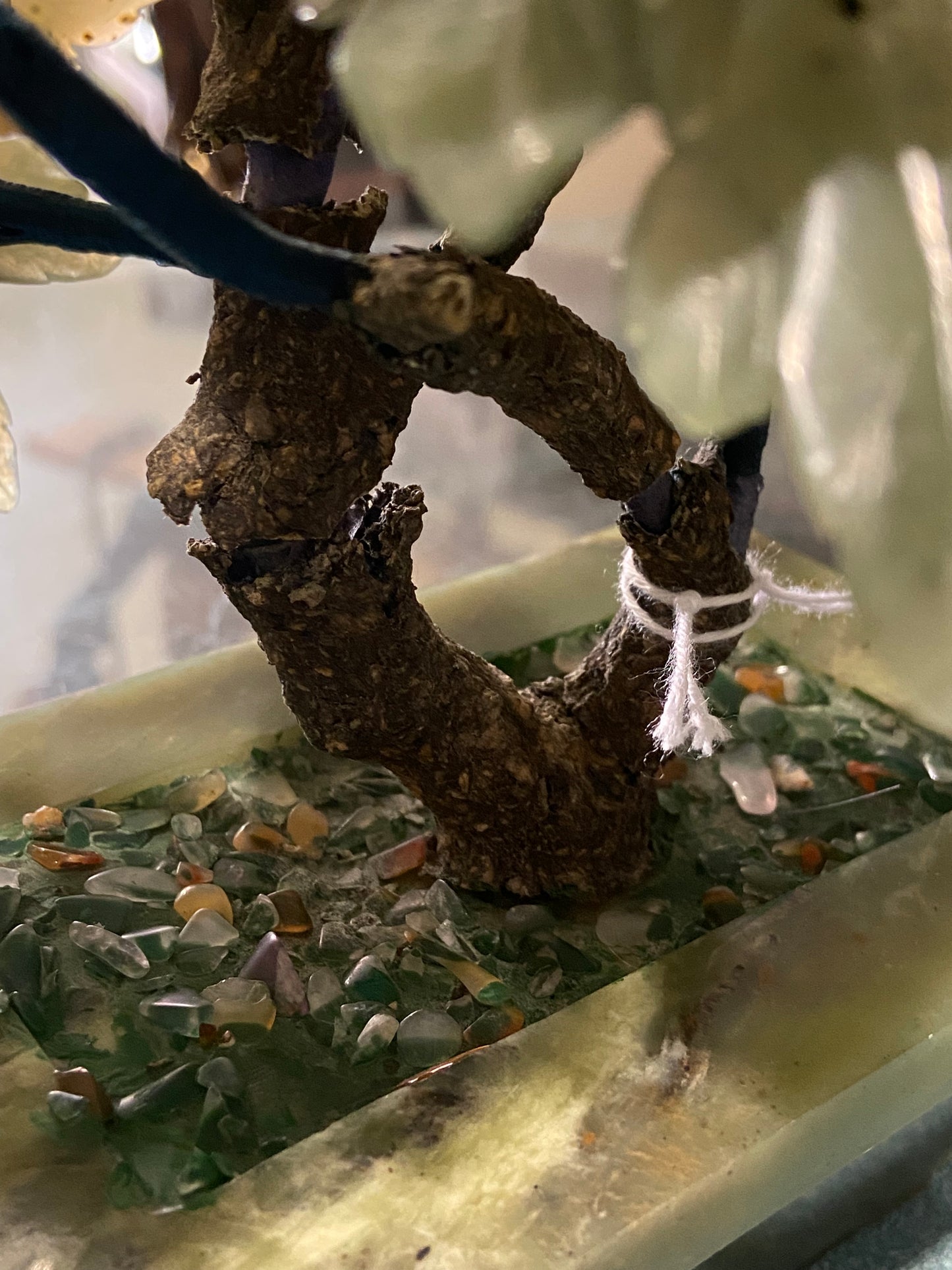 Carved Jade Bonsai Plant with Colourful Jade Flowers