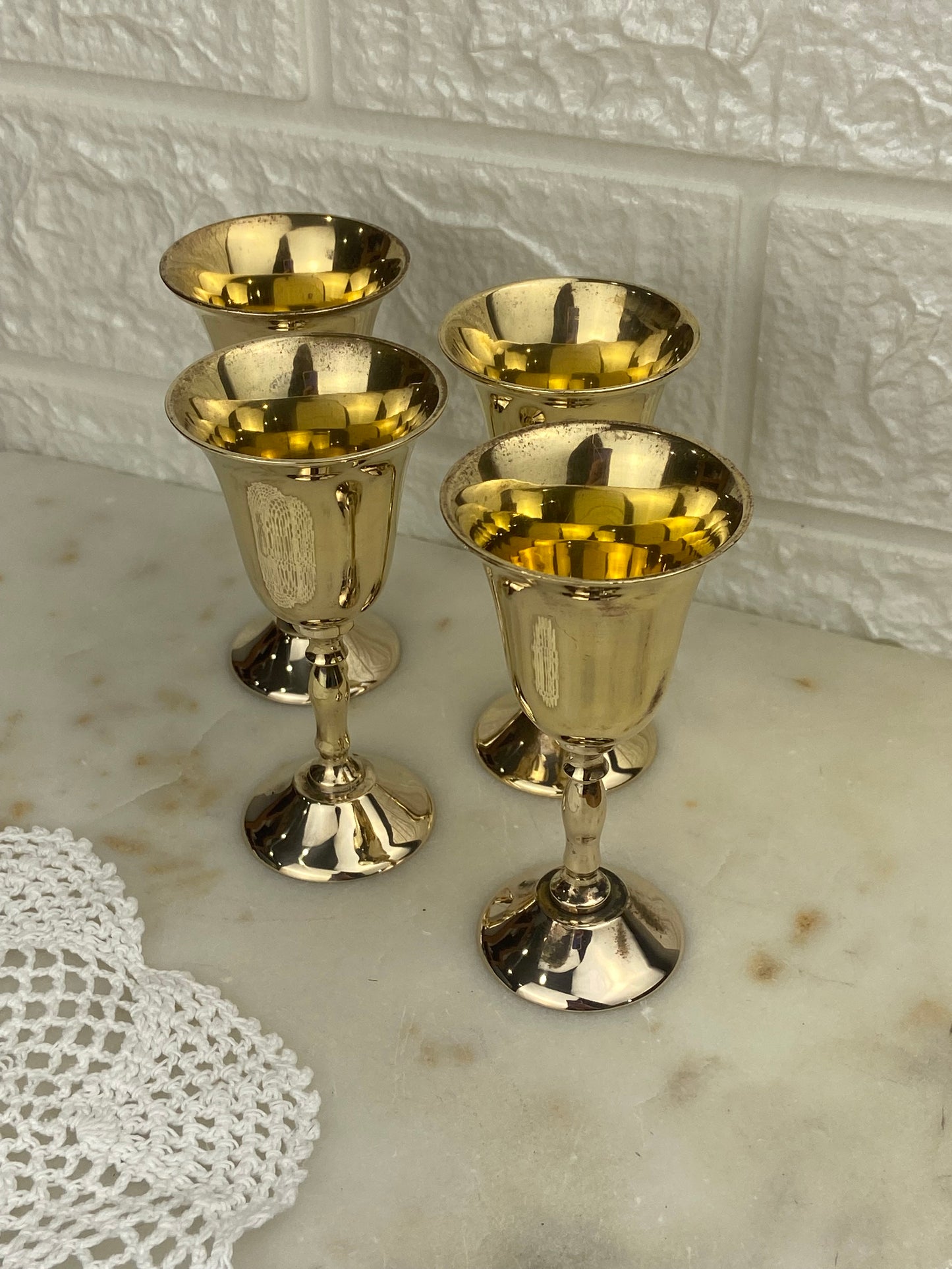 Set of 4 Brass Mini Goblets