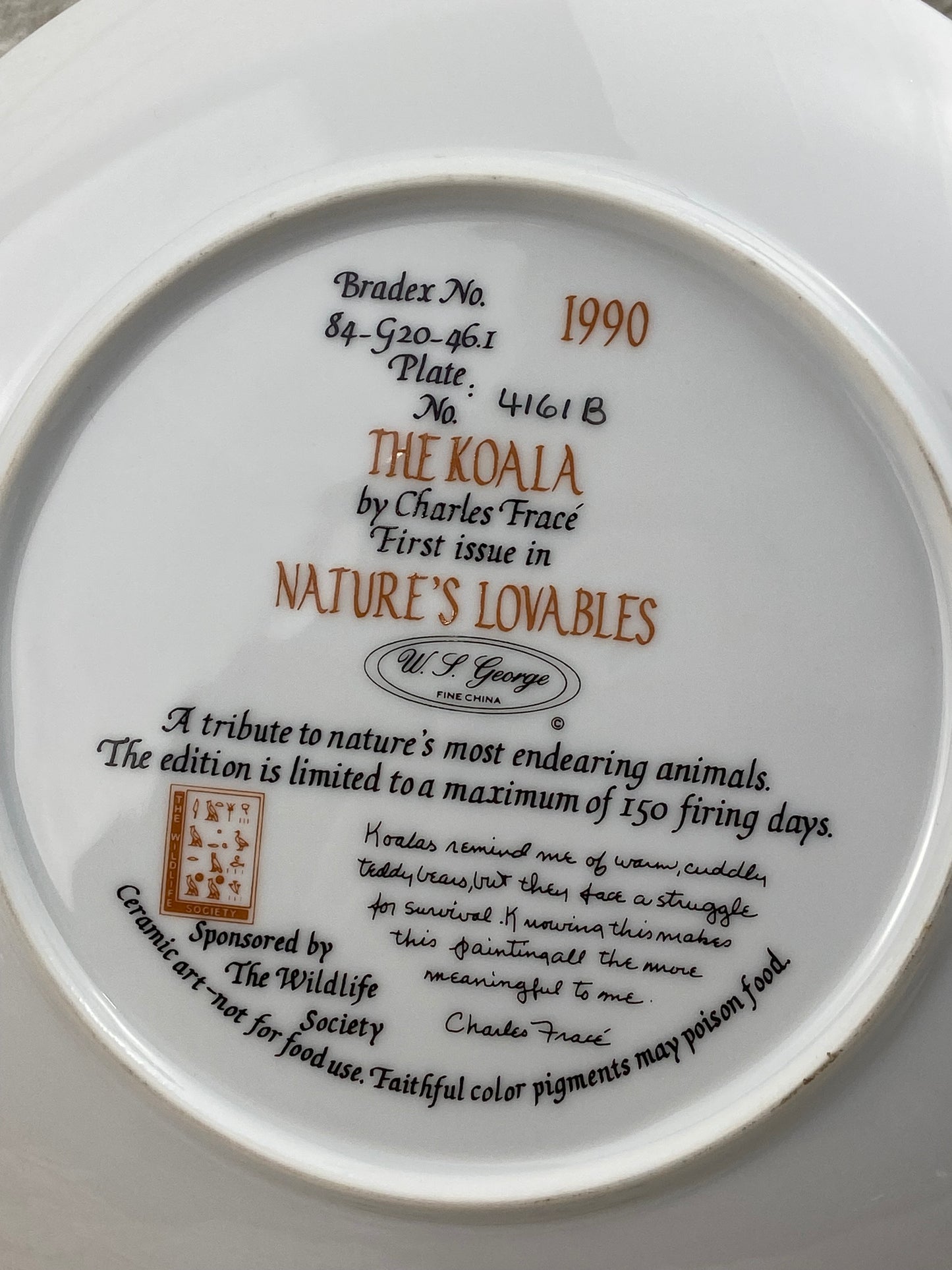 Limited Edition ‘The Koala’ Collector’s Plate by Charles Fracé
