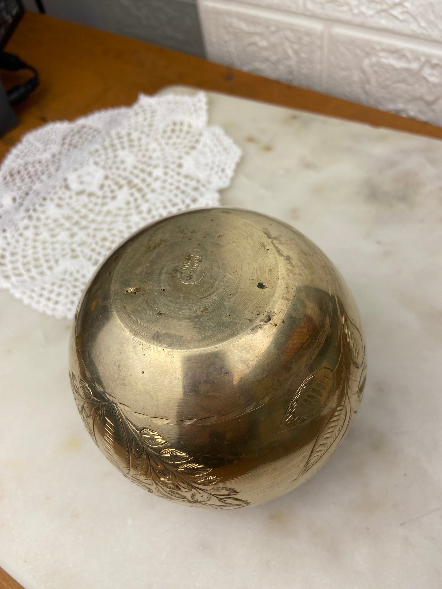 Polished Round Brass Vase