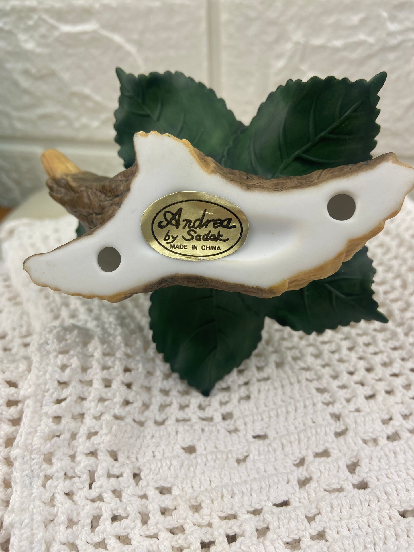 White Bisque Porcelain Rose with Rosebud on Small Branch | Andrea by Sadak