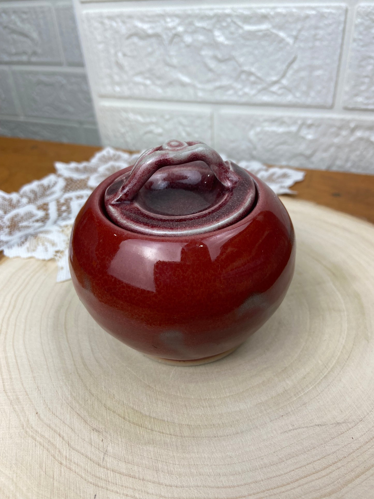 Small Pottery Jam Pot with Lid