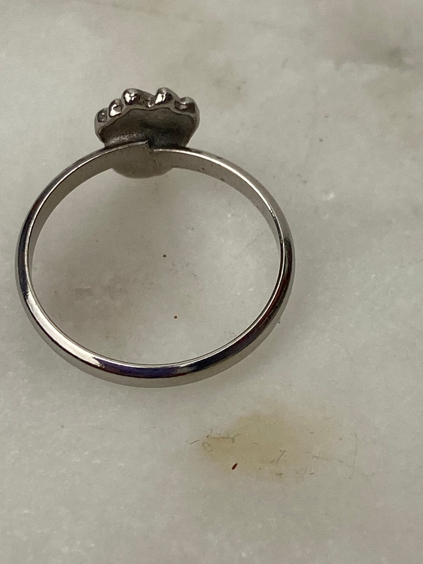 Small Metal Bear Foot Ring with Blue Stone