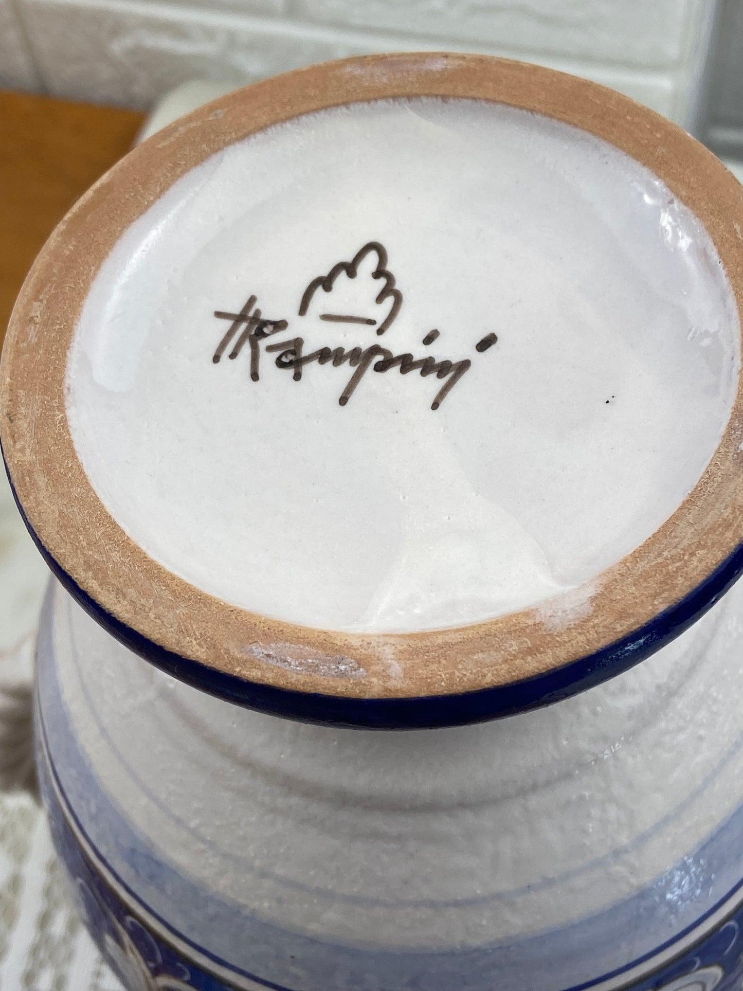 Hand Painted Ceramic Pitcher by Italian Potters Ceramiche Rampini | Rinascimento / Renaissance Pattern
