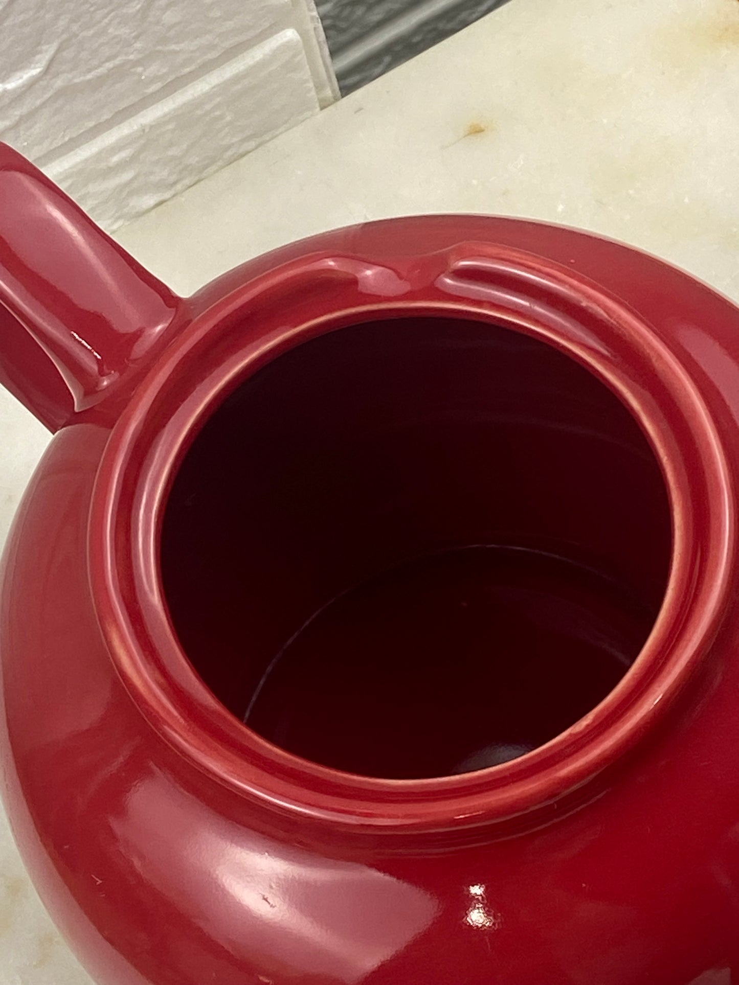 Red Teapot with Metal Strainer