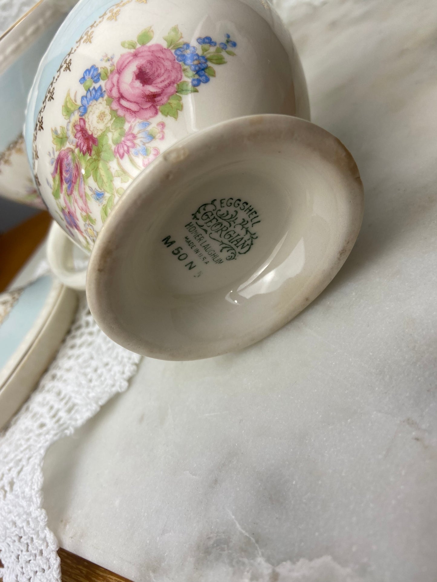 Homer Laughlin Creamer & Sugar Bowl in Eggshell Georgian Blue