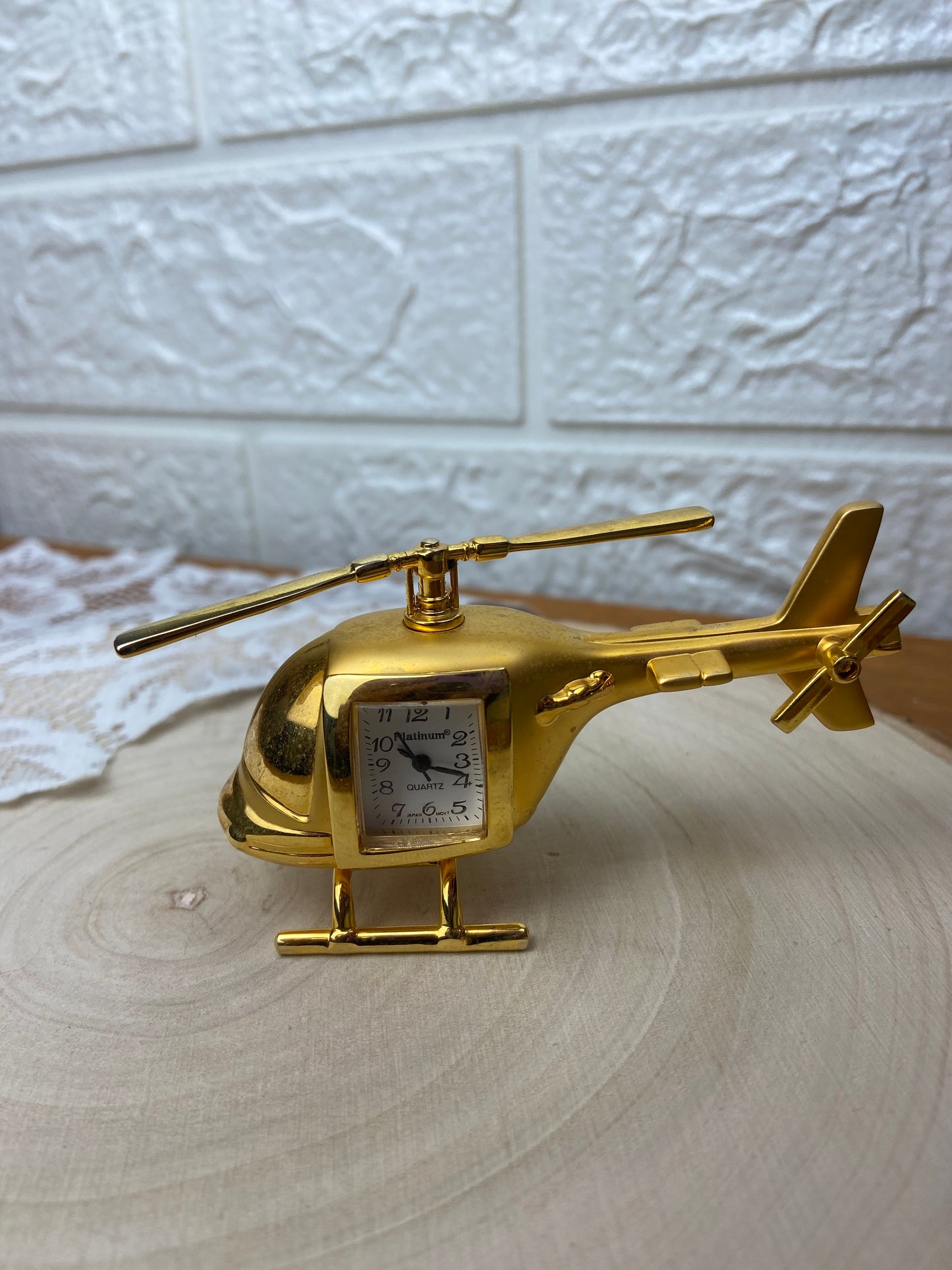 Platinum Helicopter Novelty Mini Clock