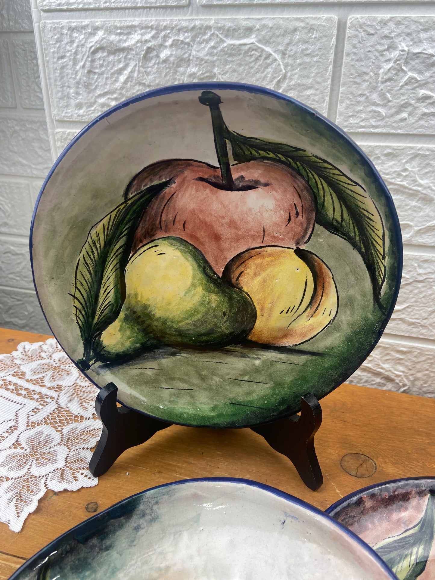 Hand Painted Terracotta Collector’s Plate: Fruit Design 8”