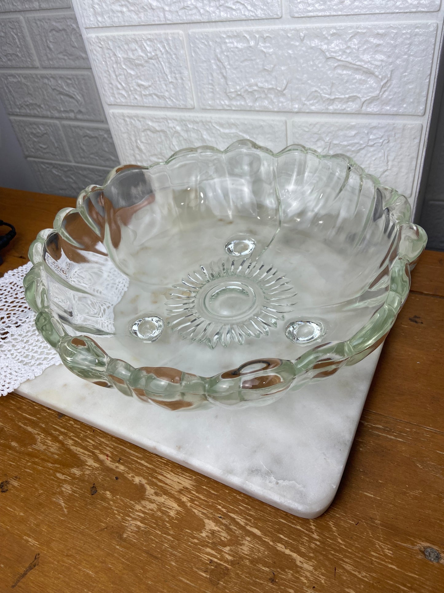 Glass Sunflower Salad Bowl Set by Indiana Glass