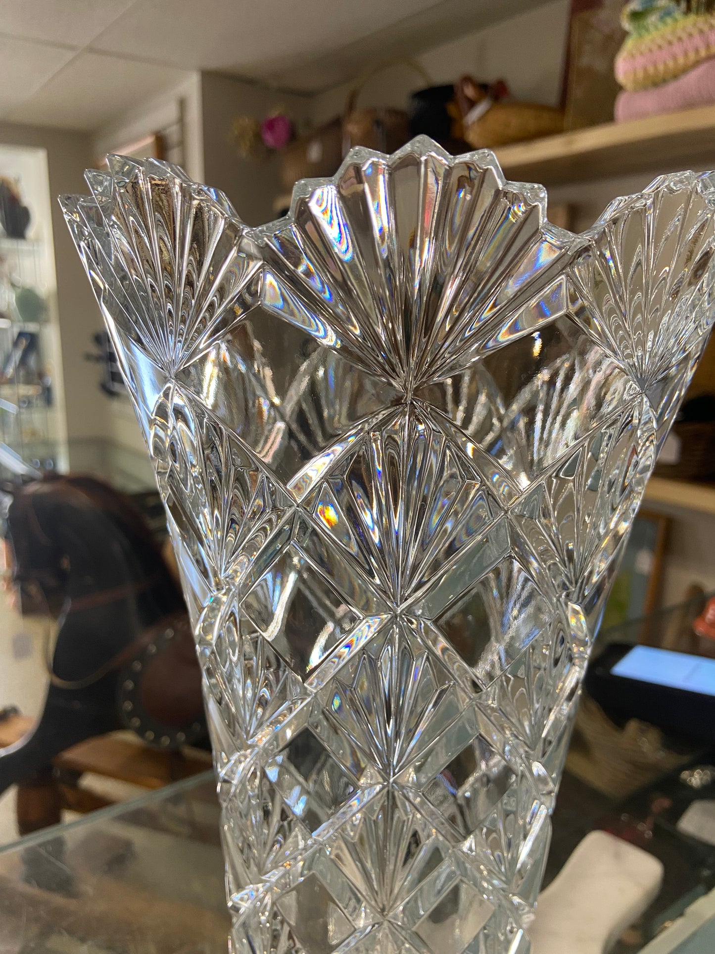 Lead Crystal “Mikasa” Flare Vase 14”