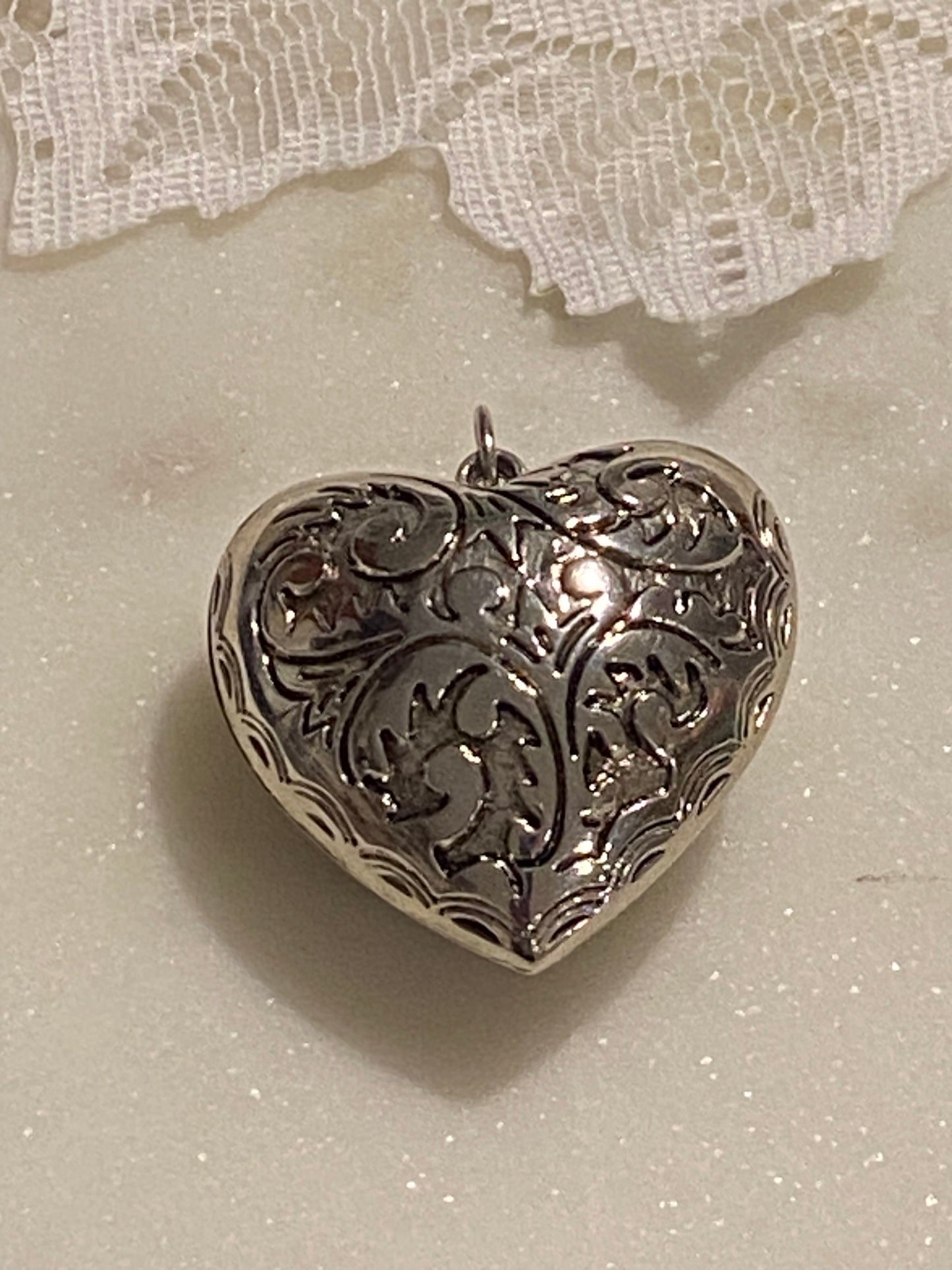 Silver Plate 3D Heart Pendant