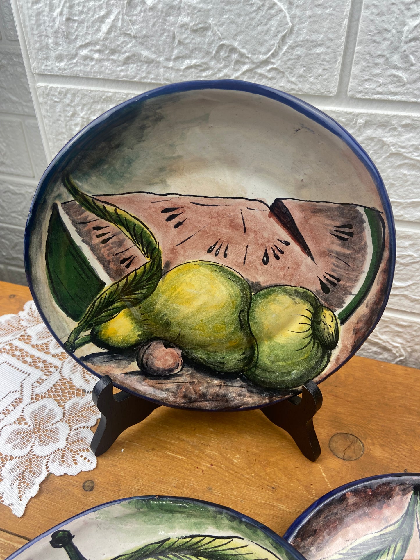 Hand Painted Terracotta Collector’s Plate: Fruit Design 8”