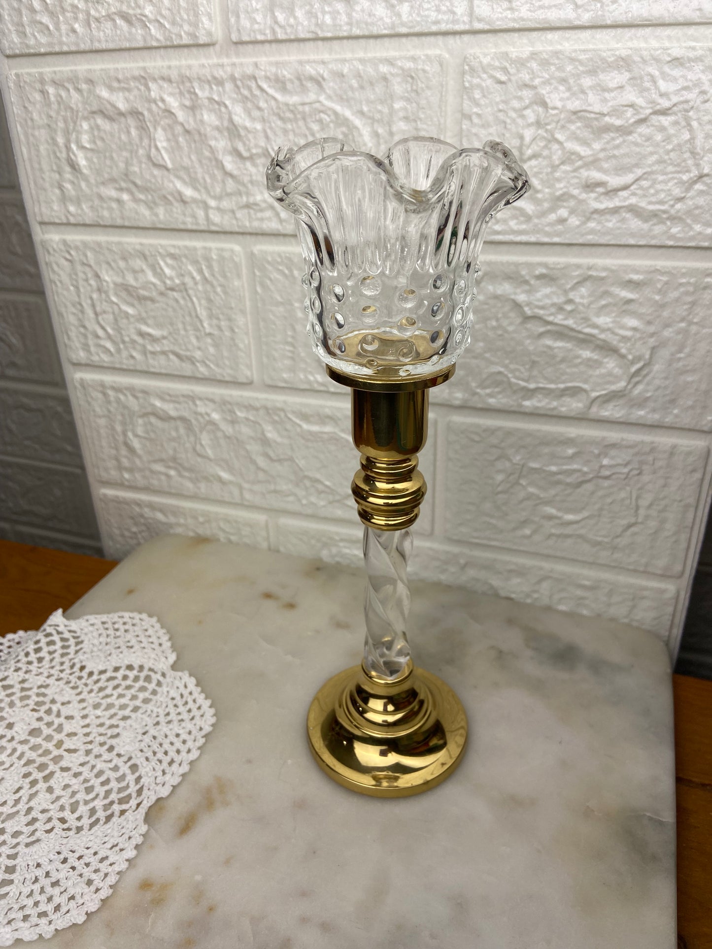 Metal and Glass Hobnail Candle Votive by Partylite
