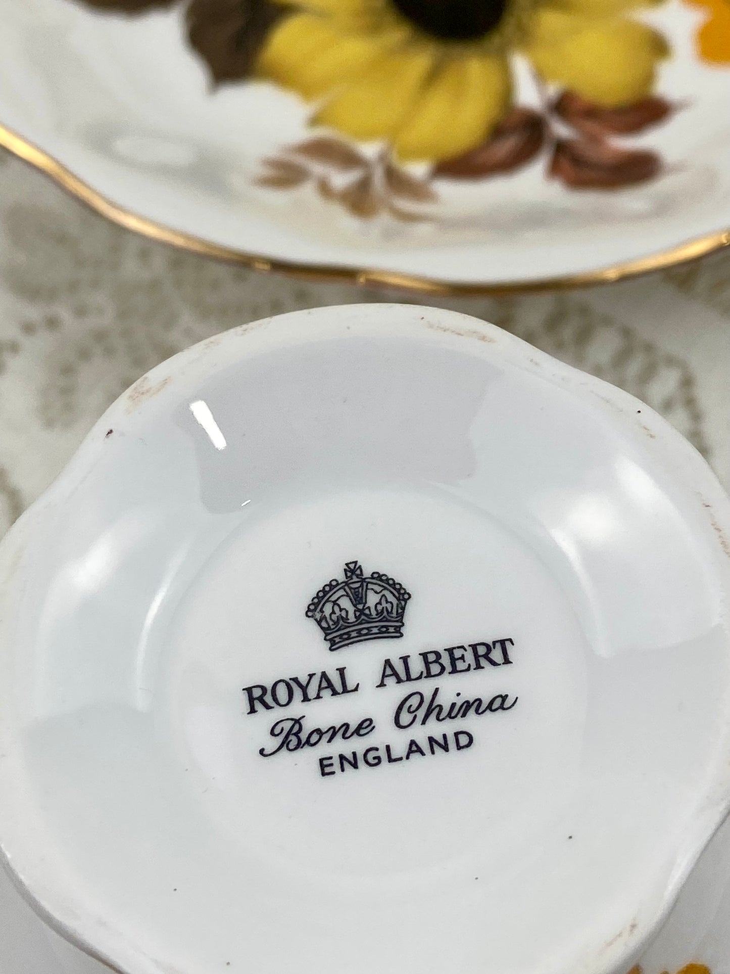 Bone Porcelain Teacup by Royal Albert | Sunflower Pattern