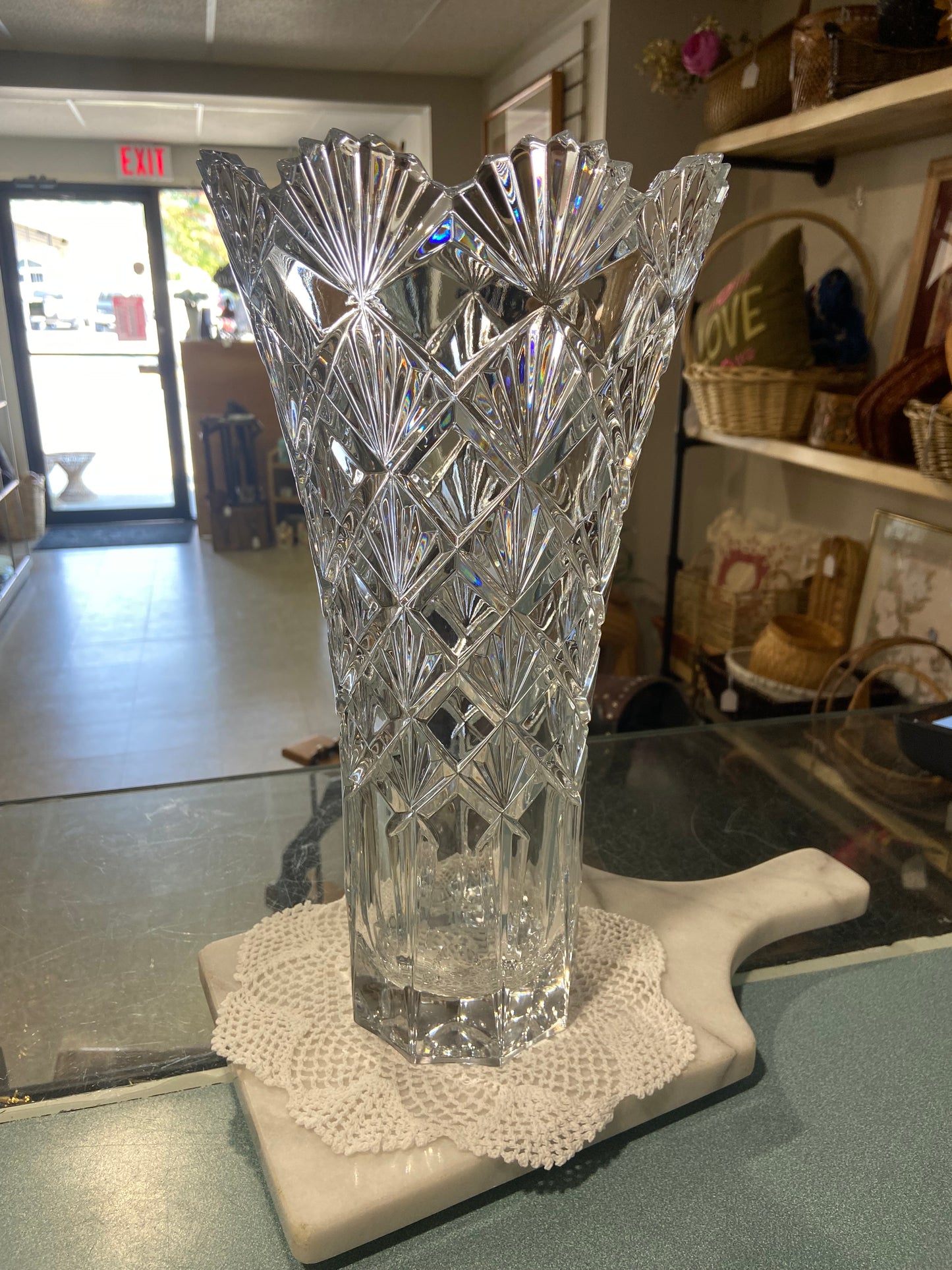 Lead Crystal “Mikasa” Flare Vase 14”