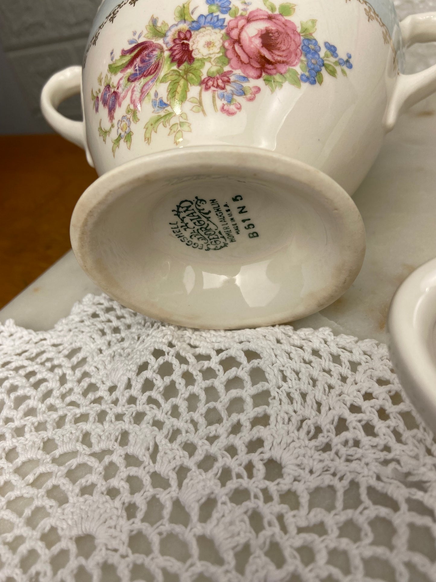 Homer Laughlin Creamer & Sugar Bowl in Eggshell Georgian Blue