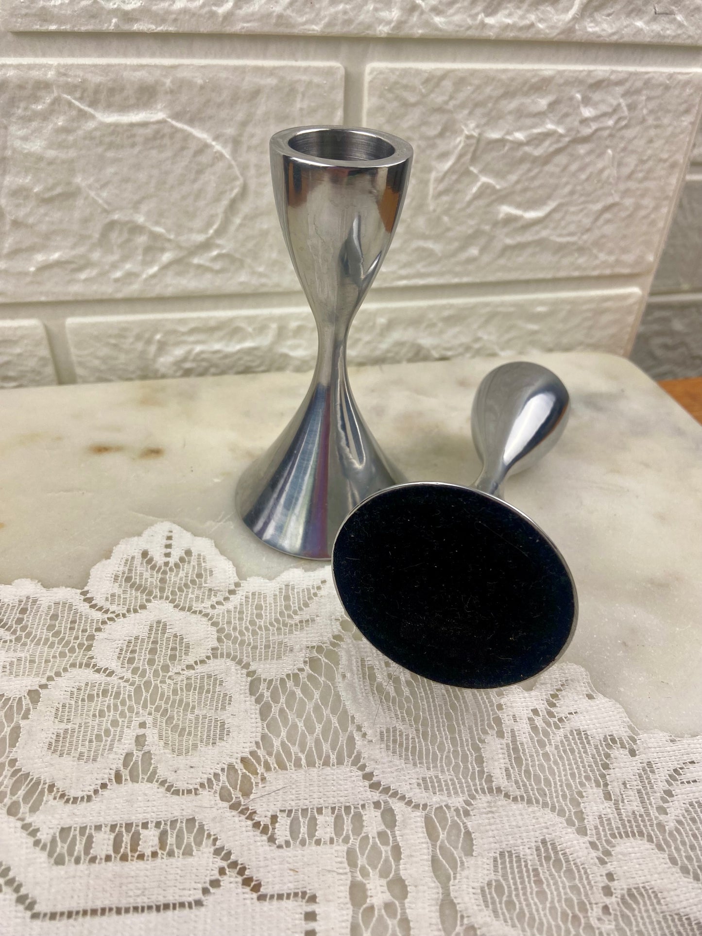 Pair of Metal Tapered Candlestick Holders 4”