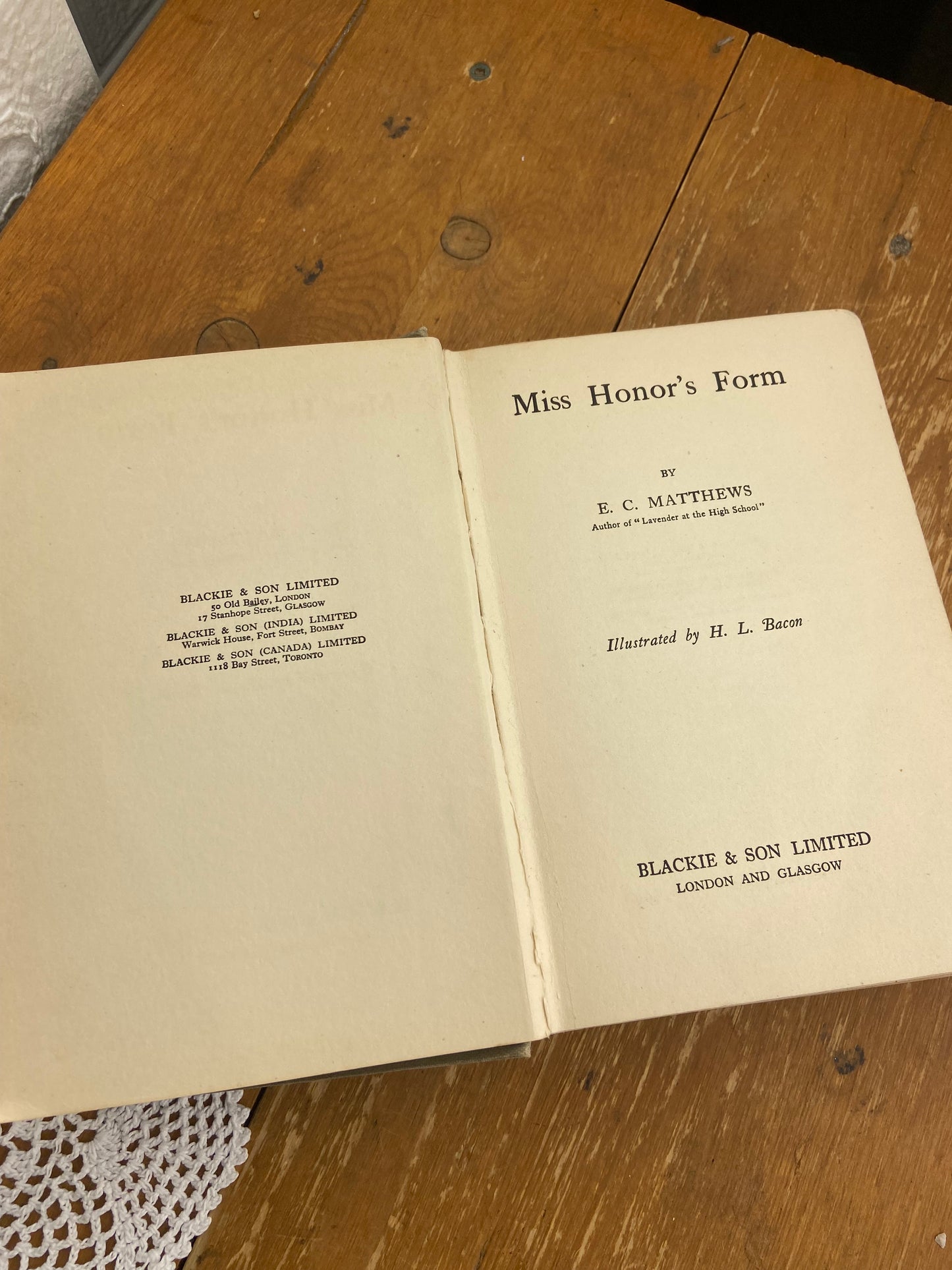 Miss Honor’s Form by E.C. Matthew’s