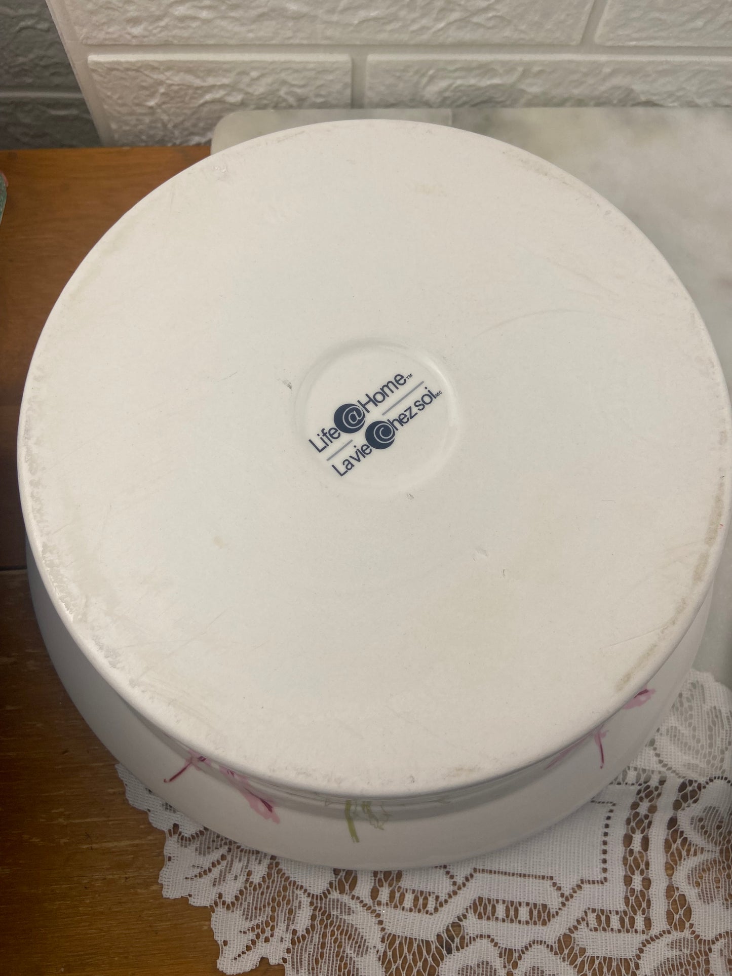 Ceramic Lidded Serving Dish by Life at Home | Pink Floral Pattern