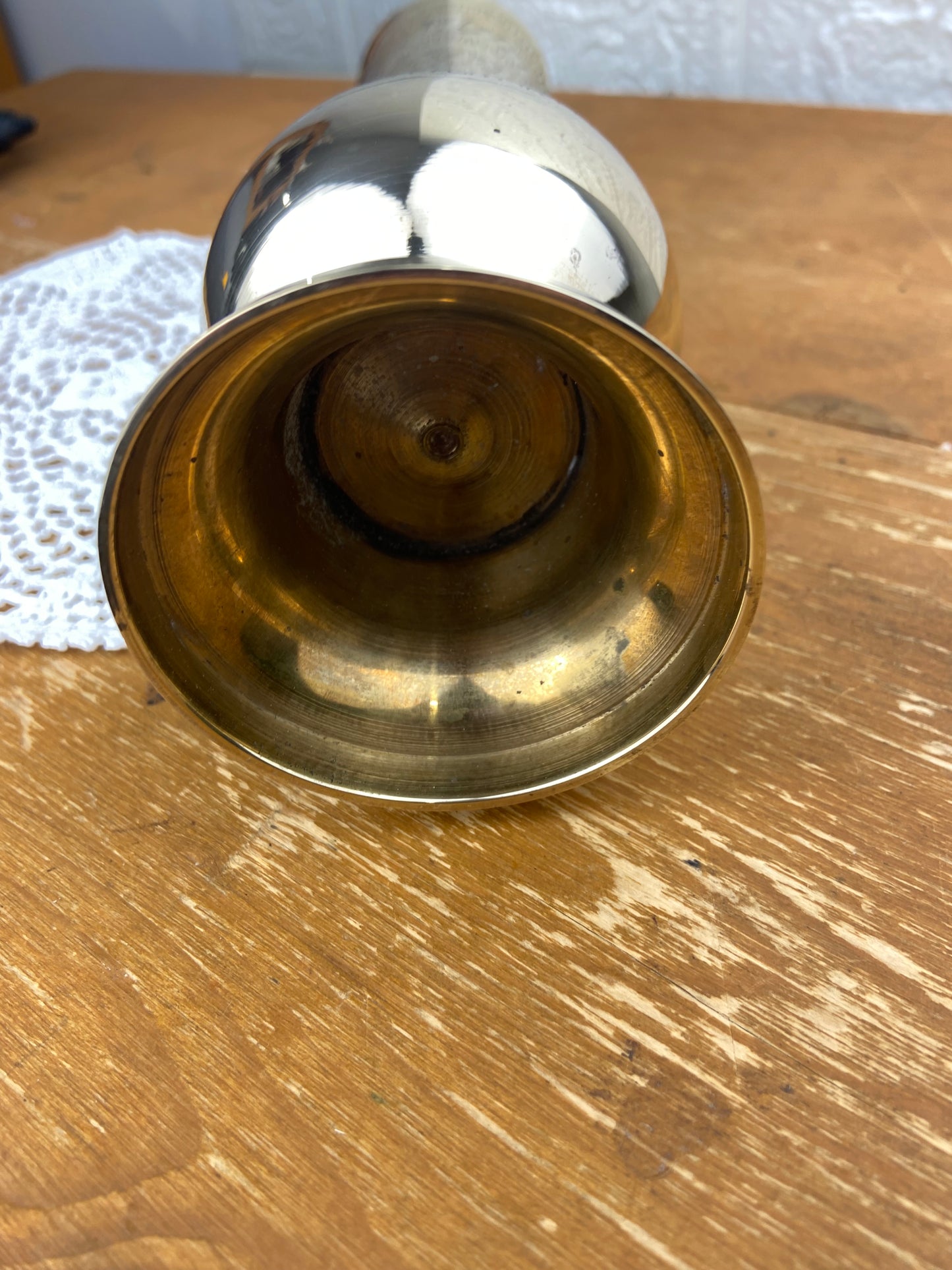 10” Tall Polished Brass Etched Vase