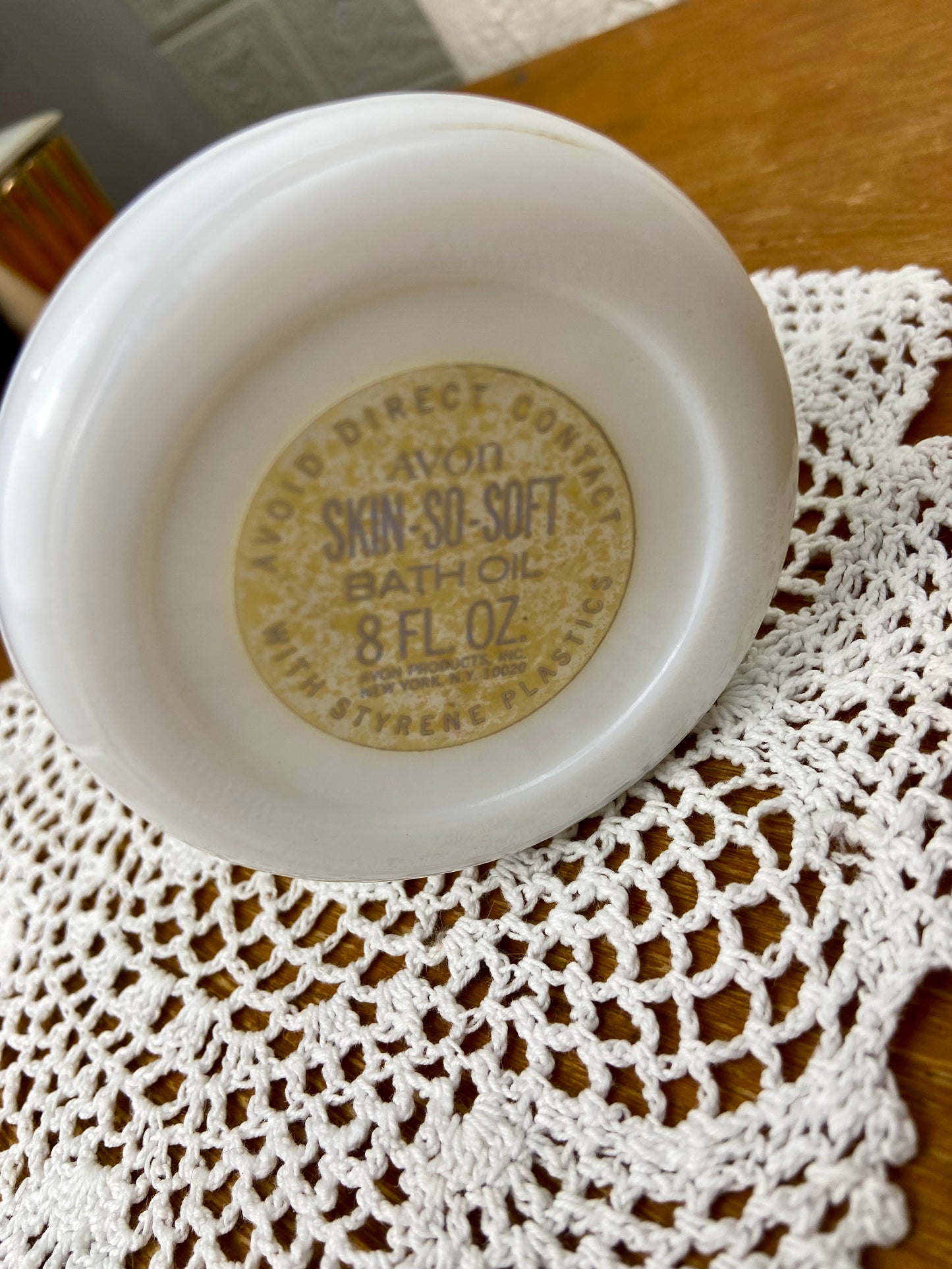 Vintage Avon | Athena Milk Glass Bath Oil Decanter (Empty)
