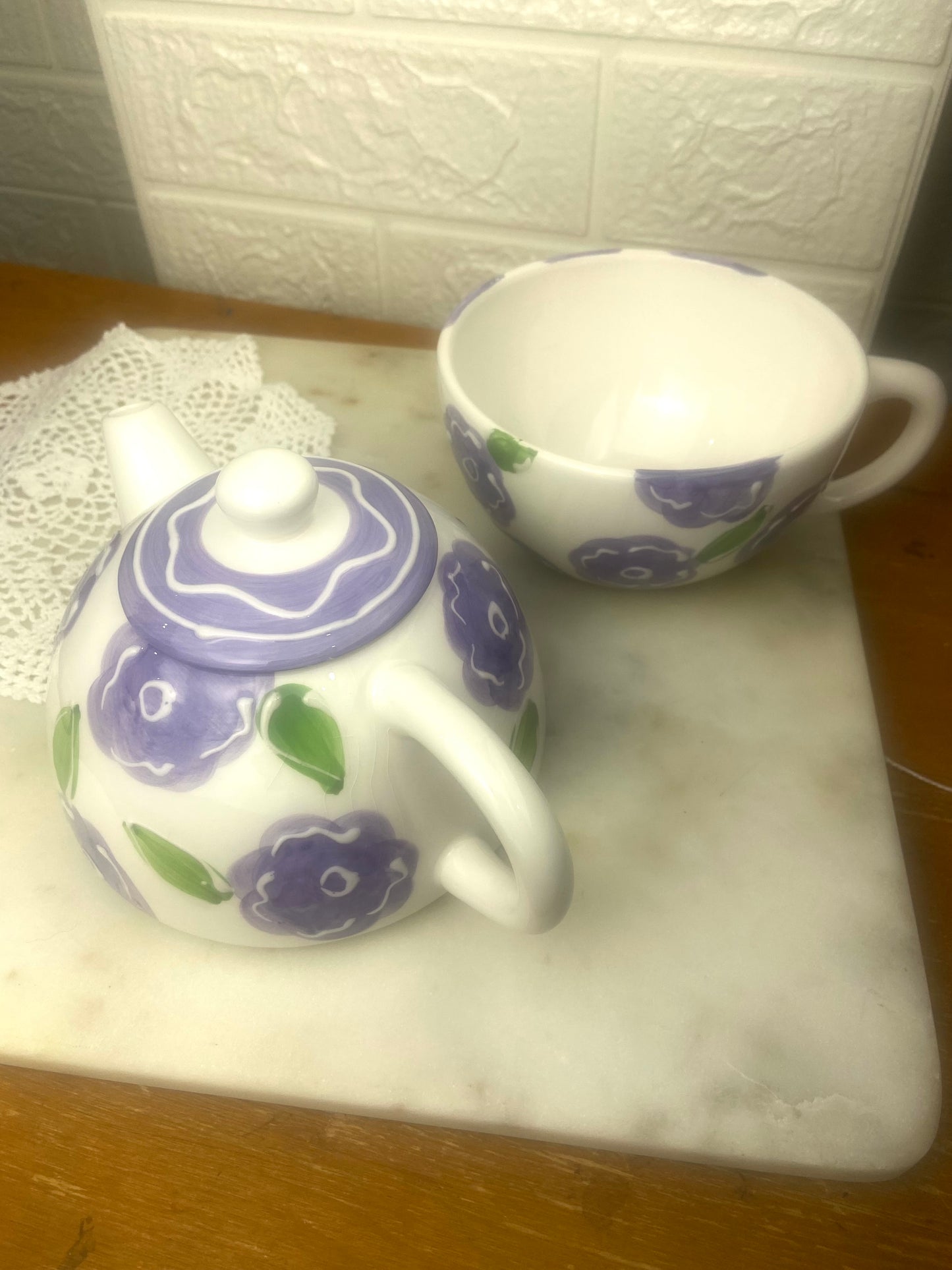 Hand Painted Teapot for One