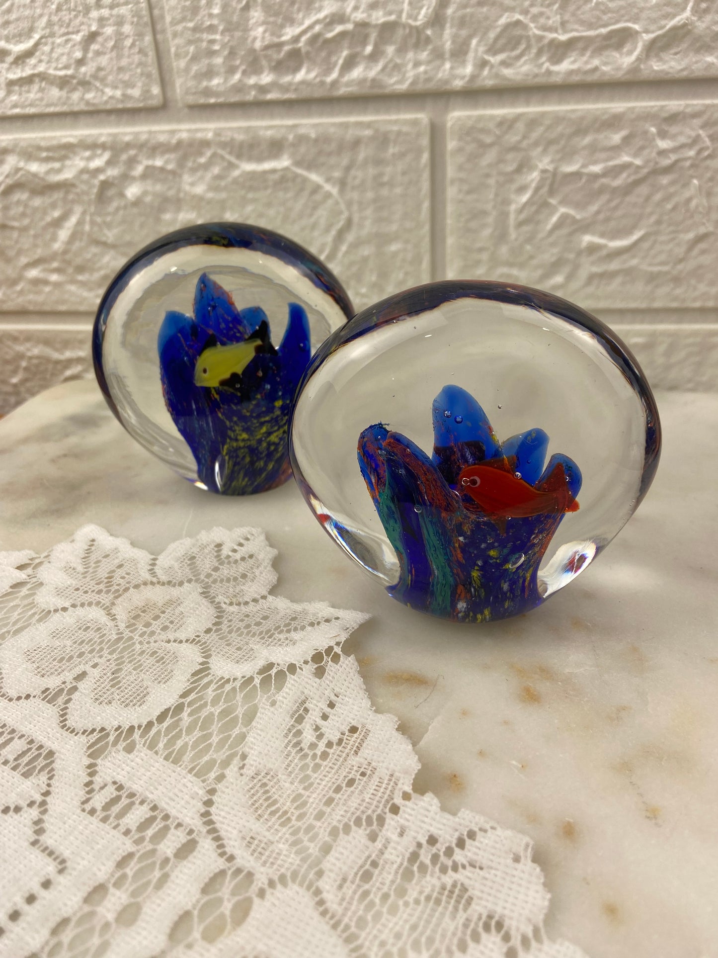 Handblown Aquarium-Style Glass Paperweight