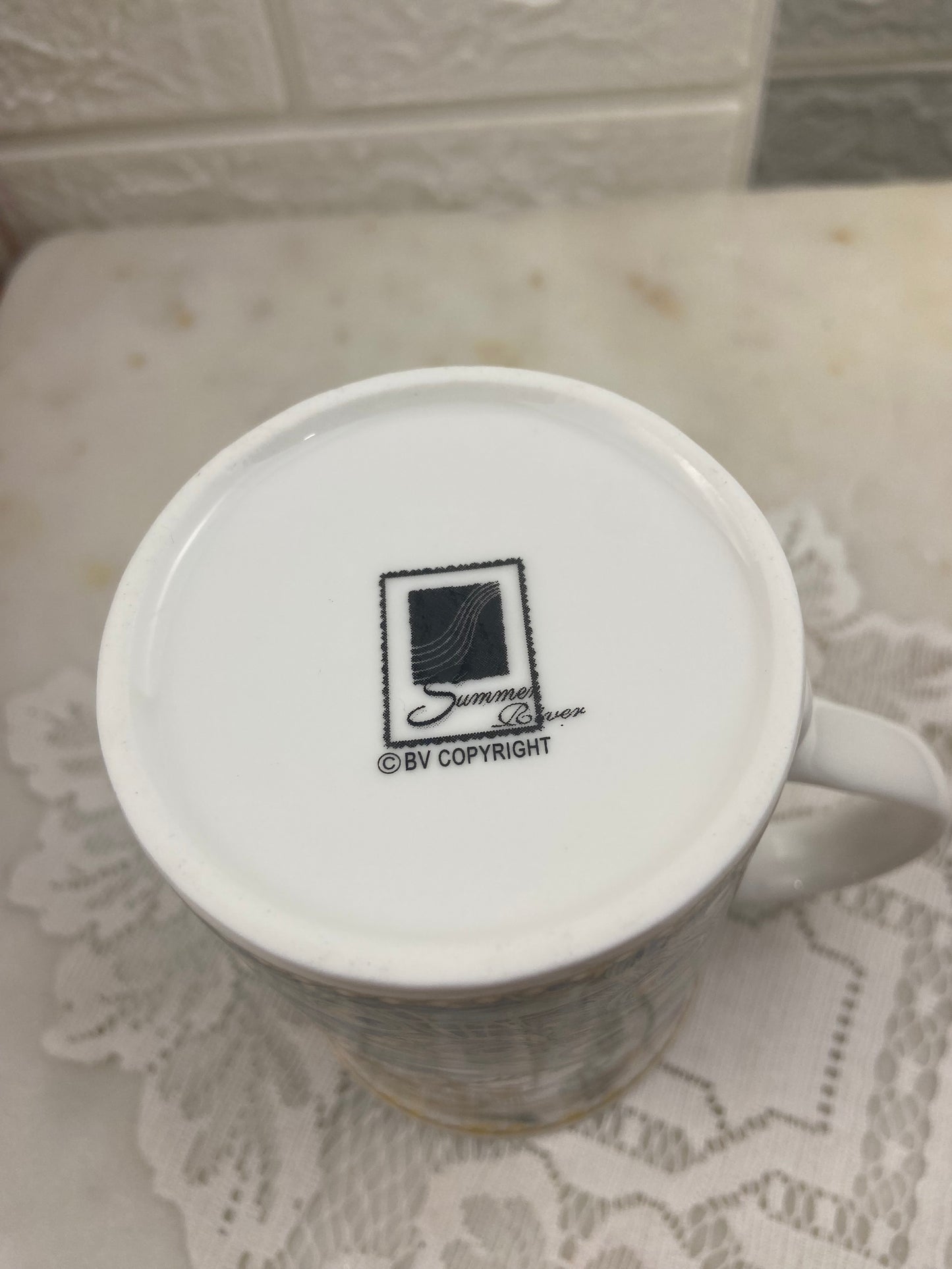Porcelain Coffee Mug with Peacock Design by Summer River