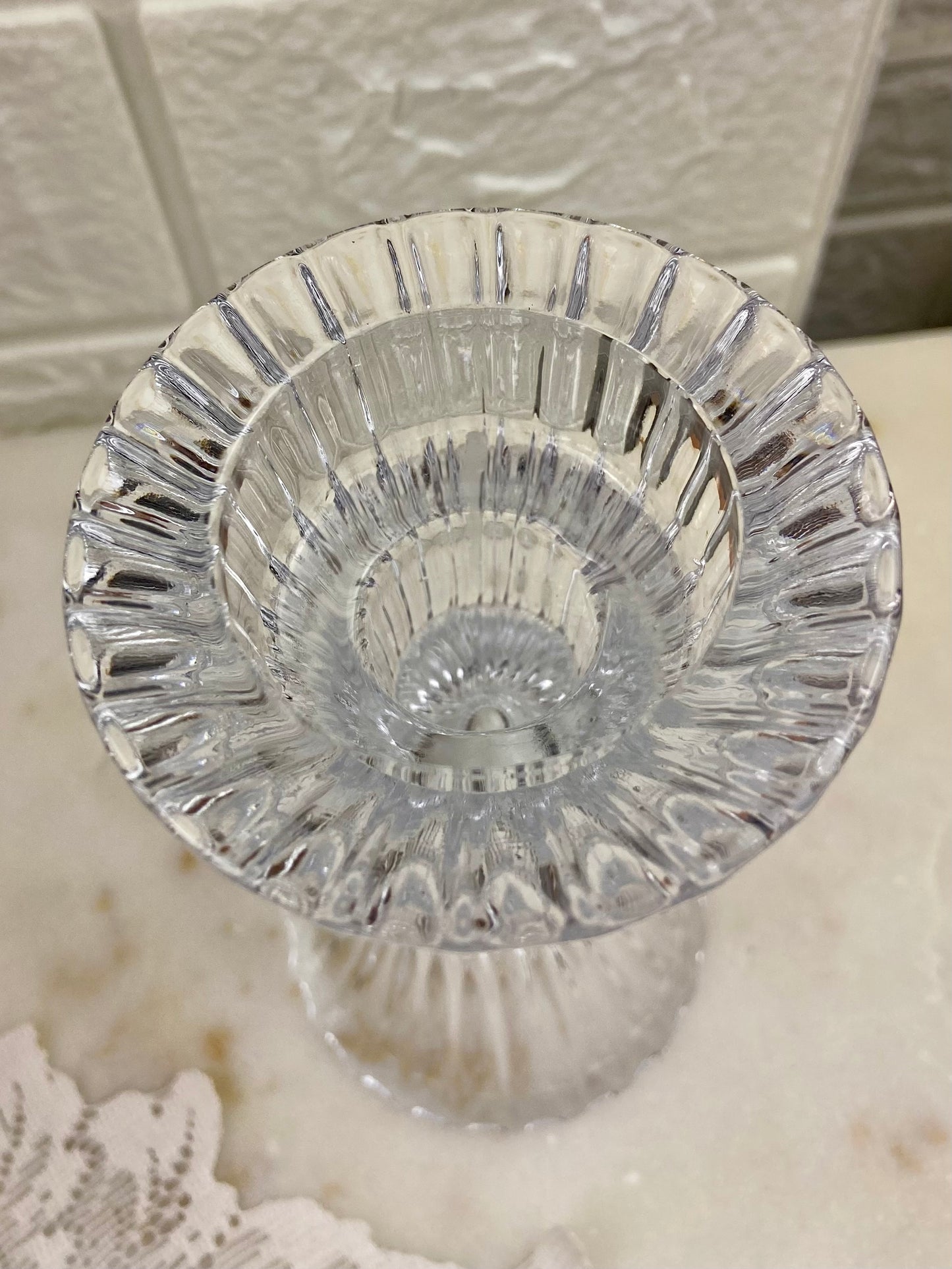 Single 5” Hourglass-Shaped Crystal Candle Holder for Tapered or Pillar Candle
