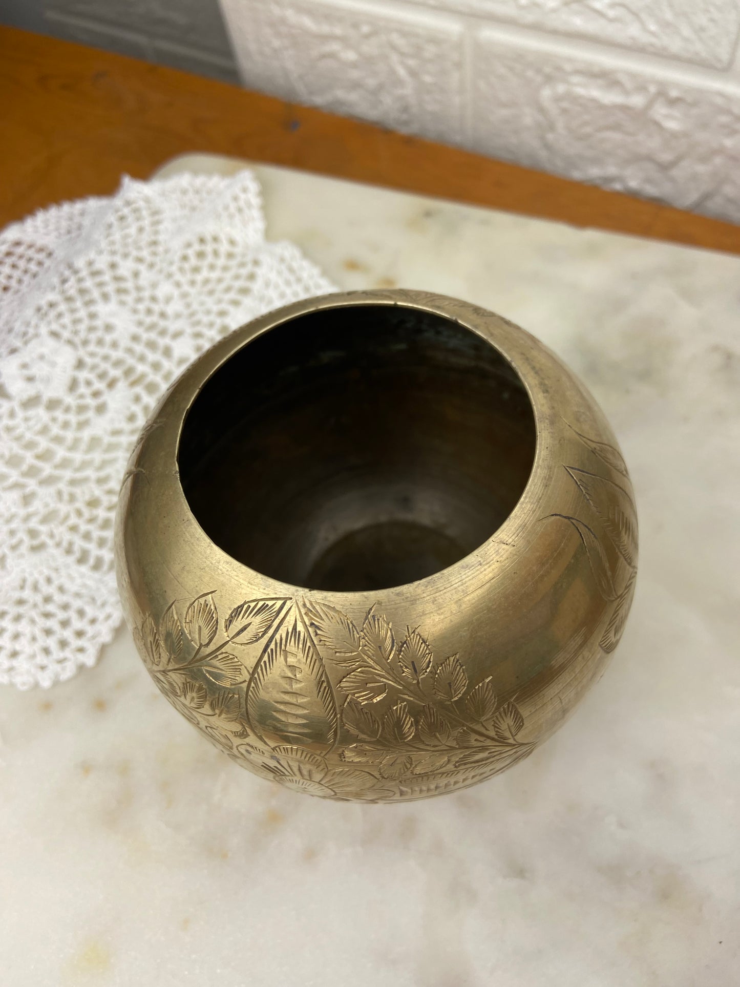 Polished Round Brass Vase