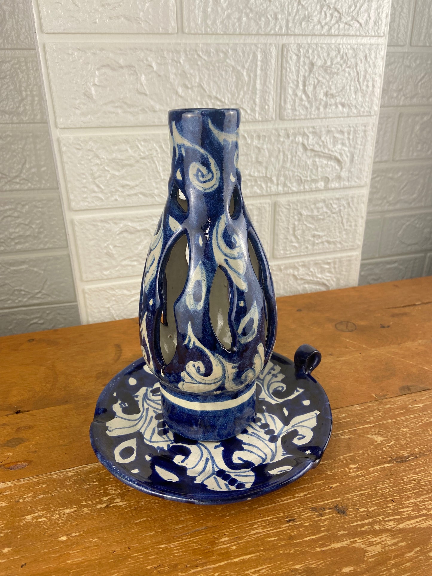 Handmade Two-Piece Candle Holder with Ring Handle