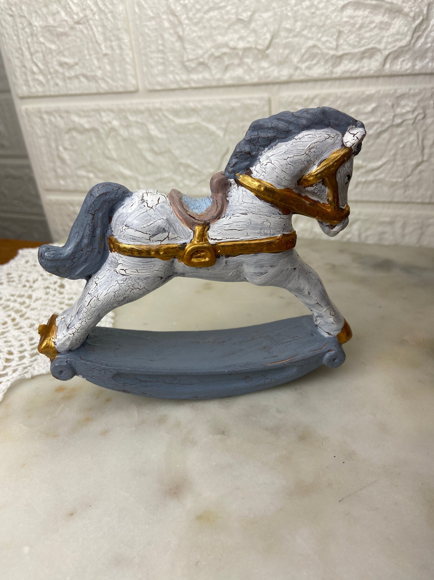 Small Hand Painted Plaster Rocking Horse