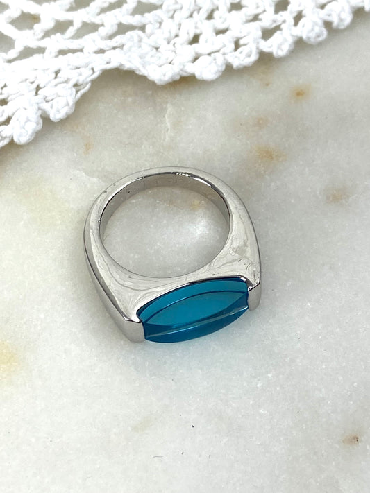 Elegant Blue Solitaire Ring by Camille Lucie