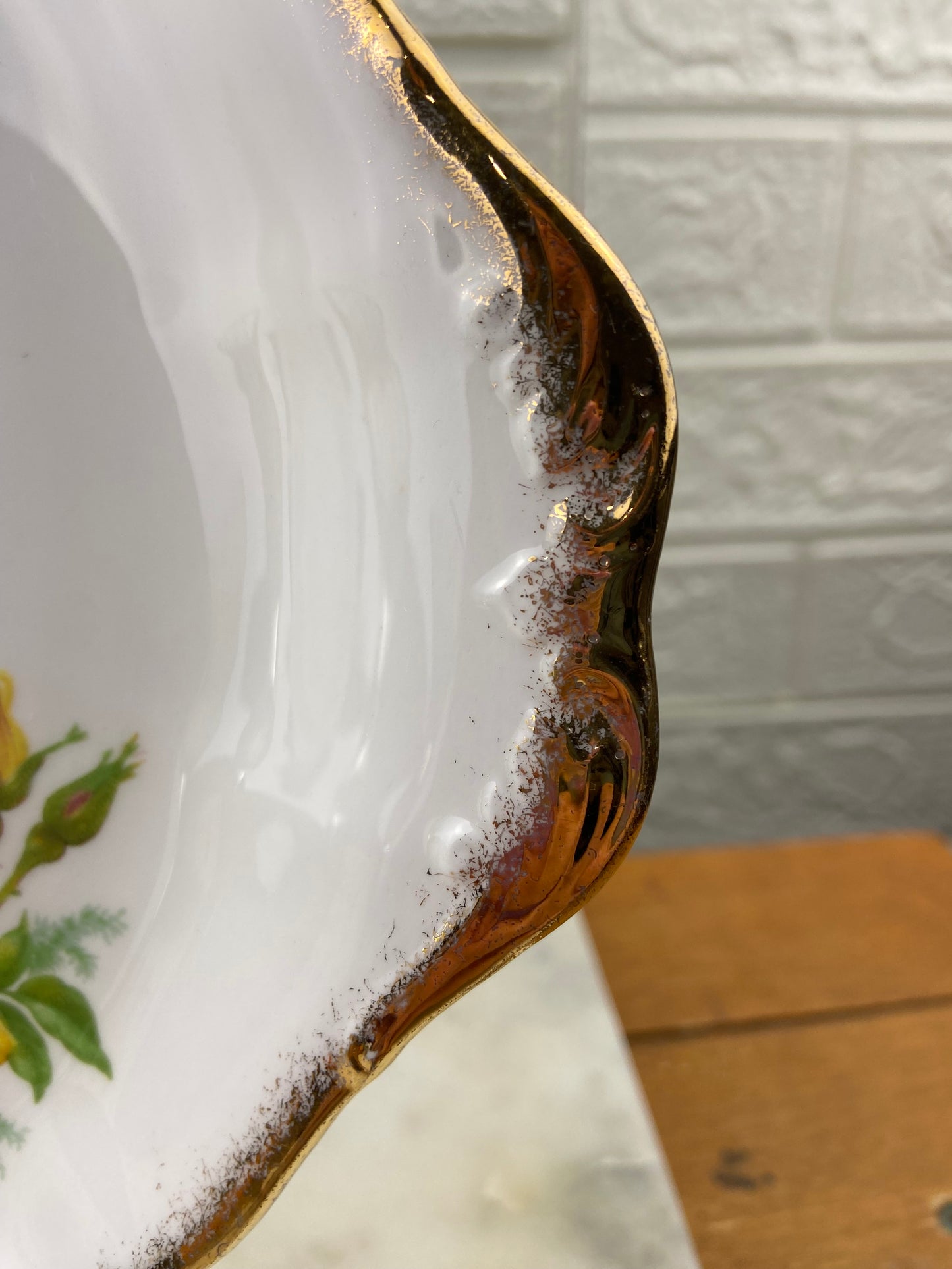 Royal Albert Bone China Round Serving Platter with Tab Handles | Tea Rose Pattern