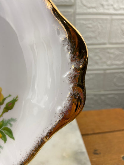 Royal Albert Bone China Round Serving Platter with Tab Handles | Tea Rose Pattern