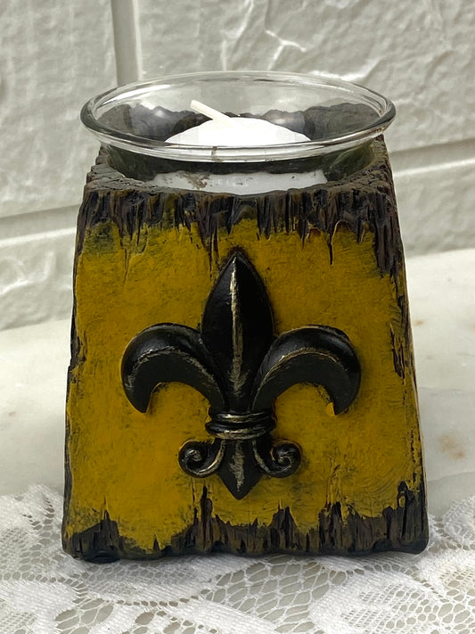 Resin Candle Votive with Fleur-De-Lis