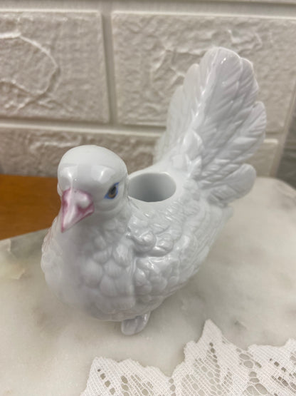 Ceramic White Dove Tapered Candle Holder