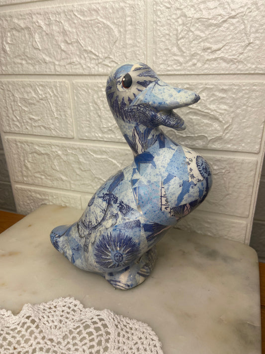 Blue Decoupage Duck