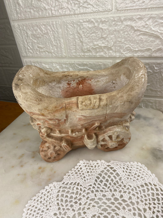Marbled Clay Wagon Planter by Comanche Pottery