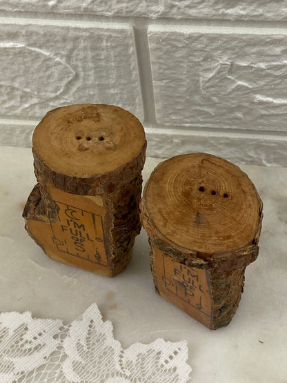 Pair of Rustic Wood ‘Outhouse’-Shaped  Salt & Pepper Shakers
