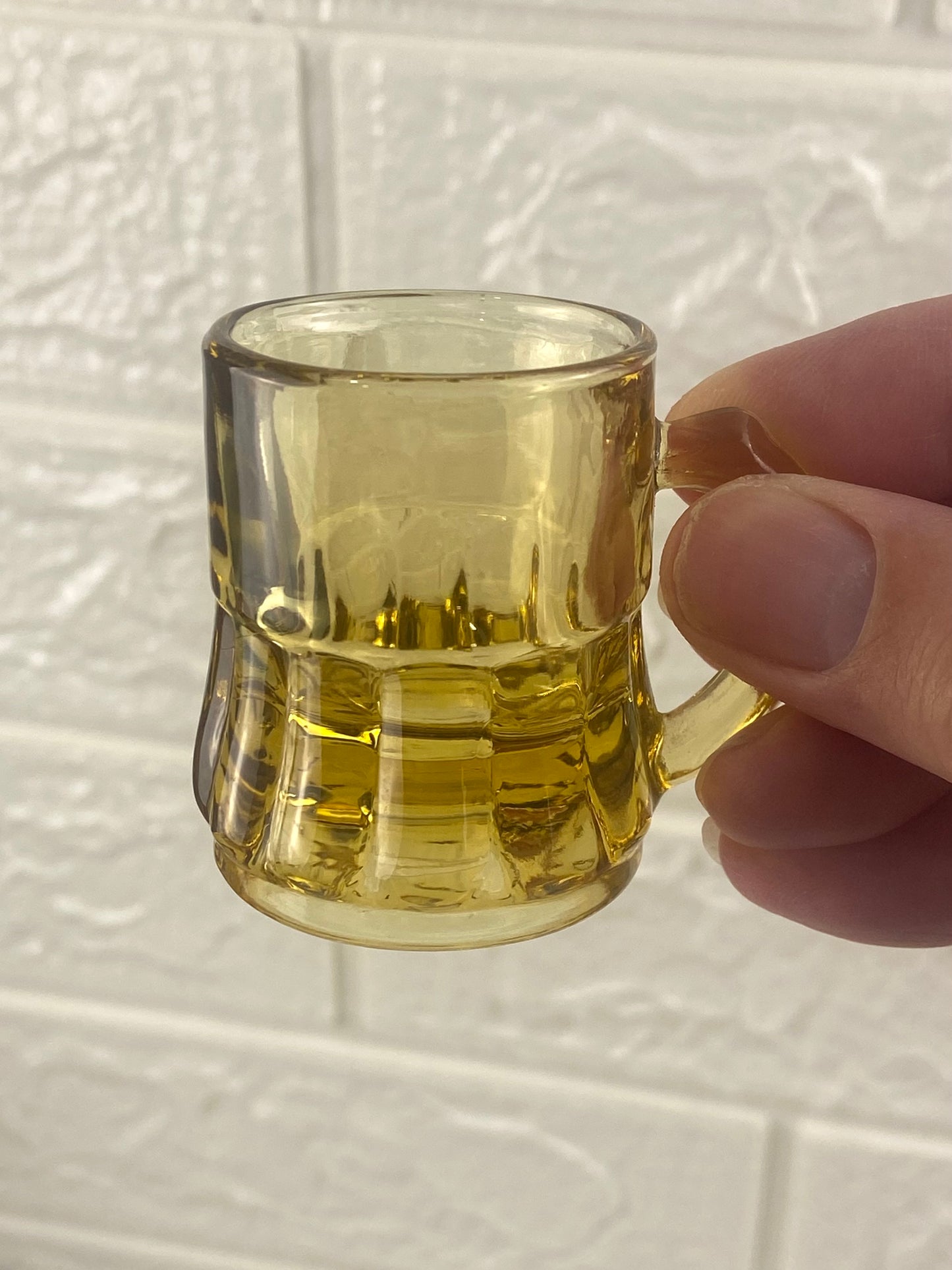 Pair of Mini Amber Glass Beer Mugs / Shot Glasses by Federal Glass Company