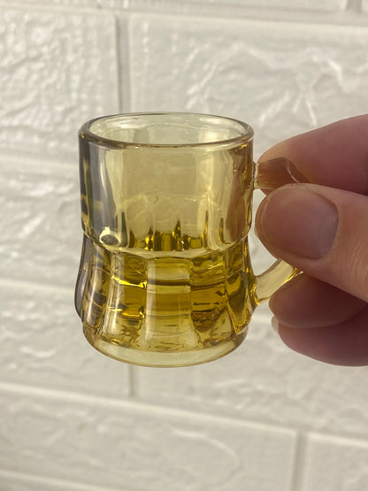 Pair of Mini Amber Glass Beer Mugs / Shot Glasses by Federal Glass Company