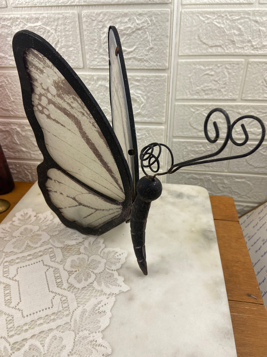 Metal and Glass Butterfly with Crystal Candle Votive