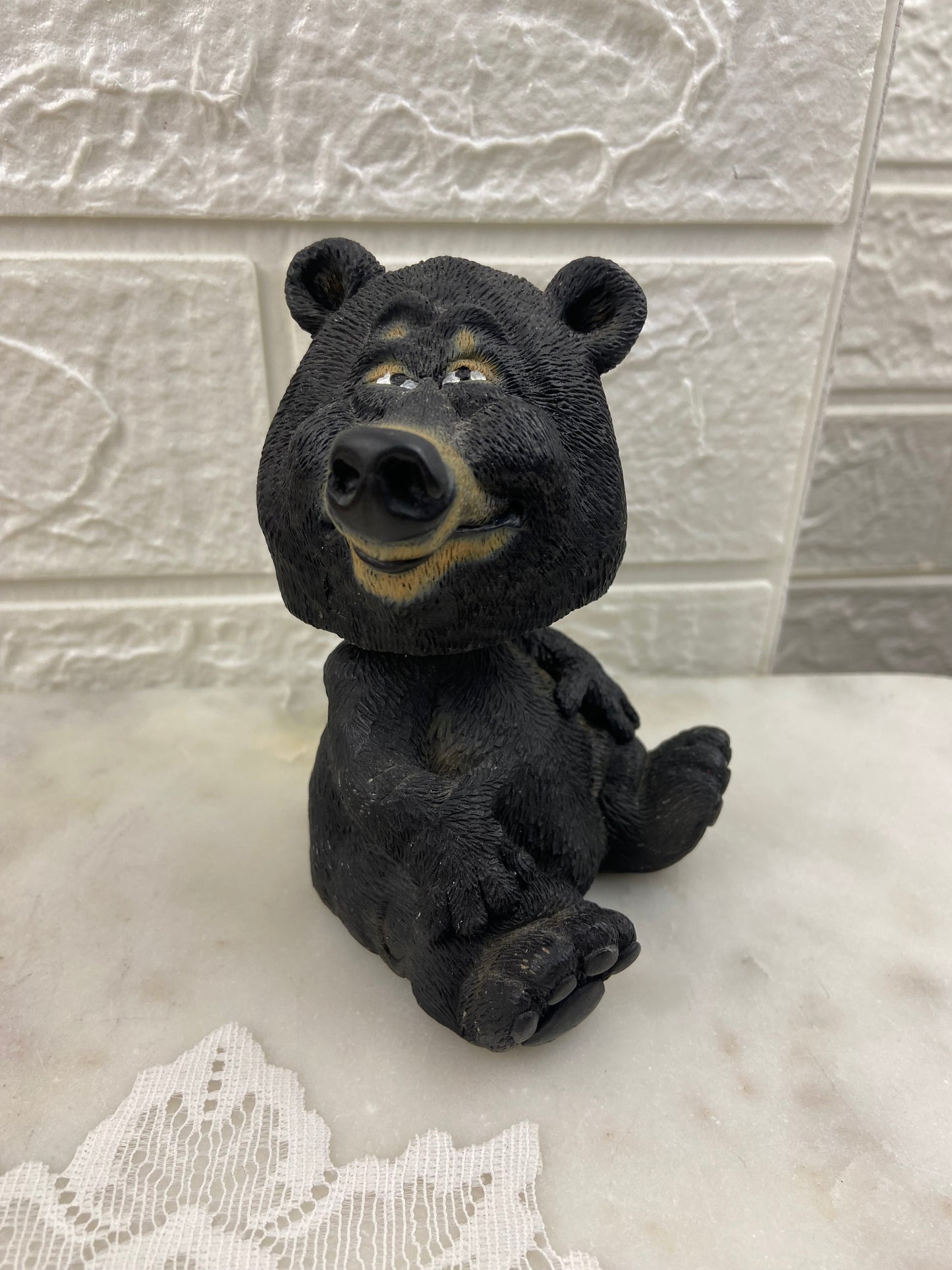 4.5” Resin Bobbing Head Black Bear Figurine by Swibco