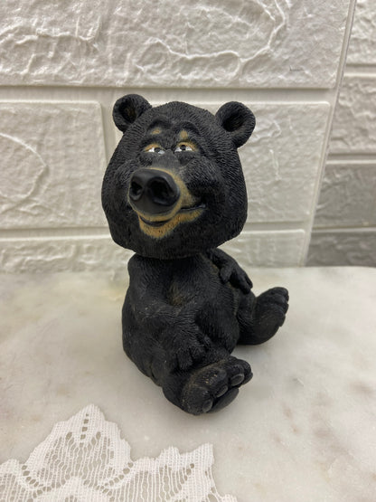 4.5” Resin Bobbing Head Black Bear Figurine by Swibco