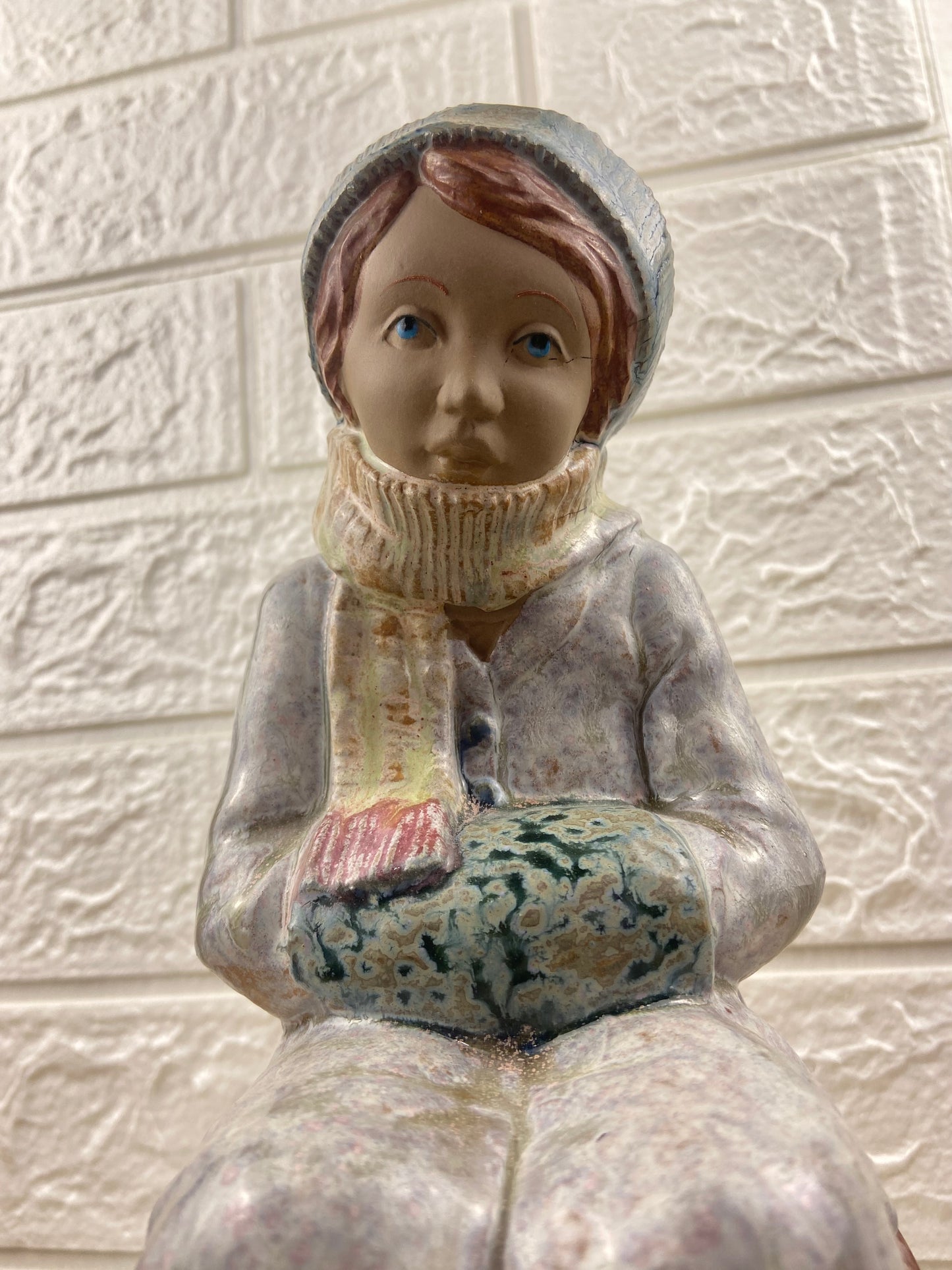Porcelain Figurine | Girl Sitting on Luggage by Porcelana Artistica Levantina (PAL)