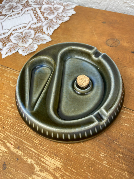 Ceramic Ashtray and Pipe Rest with Cork Tapper